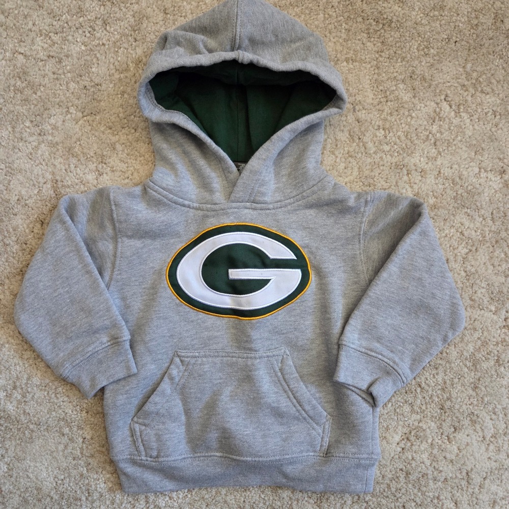 NFL Team Apparel Green Bay Packers Hoodie Gray Kids Size 2T Sweatshirt